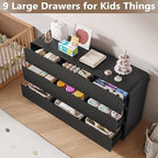 BORNOON Dresser for Bedroom with 9 Drawers, Fluted Chest of Drawers with Round Curved Corner, Hidden Handles, Modern Wood Storage Organizer for Bedroom, Nursery, Living Room - Image 3