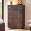 Fluted 5 Drawers Dresser for Bedroom, 45" Tall Modern Dressers & Chest of Drawers with Metal Handle, Wood Closet Clothes Storage Organizer,Storage Dressers Organizer for Hally/Living Room, Natural by AITJUNZ