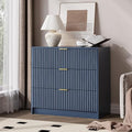 MAISONARIA Fluted Dresser for Bedroom, 32 Inch Wide Nightstand with Large Drawer, 3 Drawer End Table for Bedroom, Living Rooms, Offices, and Entryways, Navy Blue by MAISONARIA