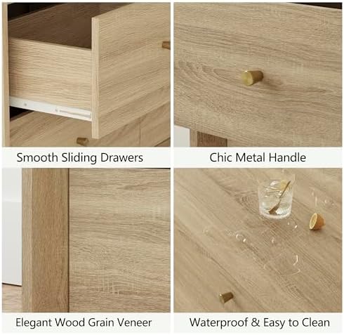 FORTUNETEC 47" Wide 6 Drawer Dresser for Bedroom,Oak - Image 4