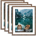 Hongkee 22x28 Frame Set of 4, 22 x 28 Rustic Brown Wood Style(Mat 18x24) by Hongkee