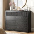 LYNSOM Black Fluted 9 Drawer Dresser for Bedroom, Curved Edge, 50" Wide by LYNSOM
