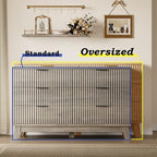 BORNOON 53" Long Dresser for Bedroom, 6-Drawer Dresser with Fluted Fronts, Wide Wood Chest of Drawers, Smooth Metal Slides, Stable Base, Modern Clothes Storage Cabinet for Living Room, Hallway - Image 3