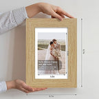 Hongkee 5x7 Picture Frame Set of 4, Made of Real Glass and Natural Oak Wooden Frame, 5 by 7 Photo for Wall or Tabletop - Display Picture 4x6 with Mat or 5x7 Without Mat - Image 2
