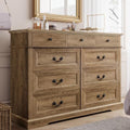 LINSY HOME Dresser for Bedroom, 9 Drawer Wood Farmhouse Chest, Tall Vintage Dressers with Deep Storage Drawers, Wide Large Dresser, Accent Wide Storage Cabinet for Bedroom, Living Room, Rustic Brown by LINSYHOME