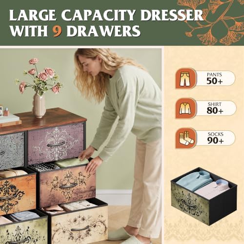 WLIVE Dresser TV Stand for 55 Inch TV, 9 Drawer Dresser for Bedroom - Image 5