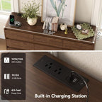 Gyfimoie Walnut Fluted 9-Drawer Dresser for Bedroom w/Power Outlet - Image 4