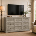 LOUVIXA Farmhouse Dresser 9 Drawer, Bedroom Chest of Drawers, Dressers with 9 Drawers, Wooden Dressers for Bedroom, Living Room, Tv Stand, Entryway(Rustic Yellow) by LOUVIXA