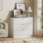 Furniway White Dresser for Bedroom, Modern Dresser with 3 Drawers and Smooth Slides, Wide Chest of Drawers with Golden Handles for Bedroom, Living Room, Closet, 15.7" D x 31.5" W x 29.6" H by Furniway