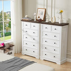 Farmhouse 6 Drawers Dresser Chests for Bedroom, White 6 Chest of Drawers - Image 5