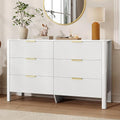 Fluted 6 Drawer Dresser, 47" High Gloss Dresser for Bedroom, White by UANRBOA