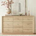 FORTUNETEC 55" Wide 9 Drawer Dresser for Bedroom, Oak by FORTUNETEC