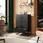 WLIVE Black Dresser for Bedroom with 4 Drawers, Tall Dresser with Sturdy Metal Frame, Wood Chest of Drawers for Closet, Living Room, Hallway - Image 5