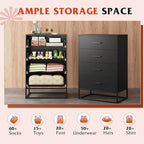 WLIVE Black Dresser for Bedroom with 4 Drawers, Tall Dresser with Sturdy Metal Frame, Wood Chest of Drawers for Closet, Living Room, Hallway - Image 4