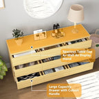 Vibe & Dine 9 Drawer Dresser, Modern Long Dresser for Bedroom, Wood Chest of Drawers with Wide Storage for Living Room, Natural Wood - Image 5