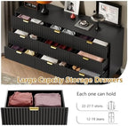 Wodeer 9 Drawer Fluted Dresser for Bedroom, Mid Century Modern Dresser with 9 Drawers, Dressers & Chests of Drawers with Metal Handle, TV Stand & Storage Organizer for Entryway, Hallway, Black - Image 4