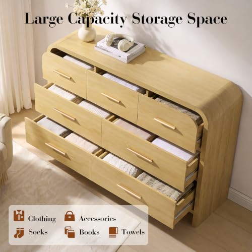 Curved Drawer Dresser for Bedroom with 7 Drawers, 54'' Wide Chest of Drawer - Image 5