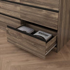 Bobve 70.9” Dresser for Bedroom with 9 Drawers, Large Modern Chest of Drawers Handle Free, Long Wooden Dressers Storage Organizer, Wide Double Dresser for Bedroom, Living Room, Hallway (Walnut) - Image 5
