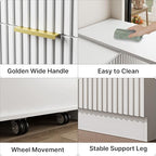 MAISONARIA L-Shaped Rotatable 9 Drawer Dresser for Bedroom, 71" Wide Deformable White Dresser with Gold Metal Handles, Modern Fluted Chest of Drawers for Bedroom, Living Room, Entryway, Hallway - Image 5