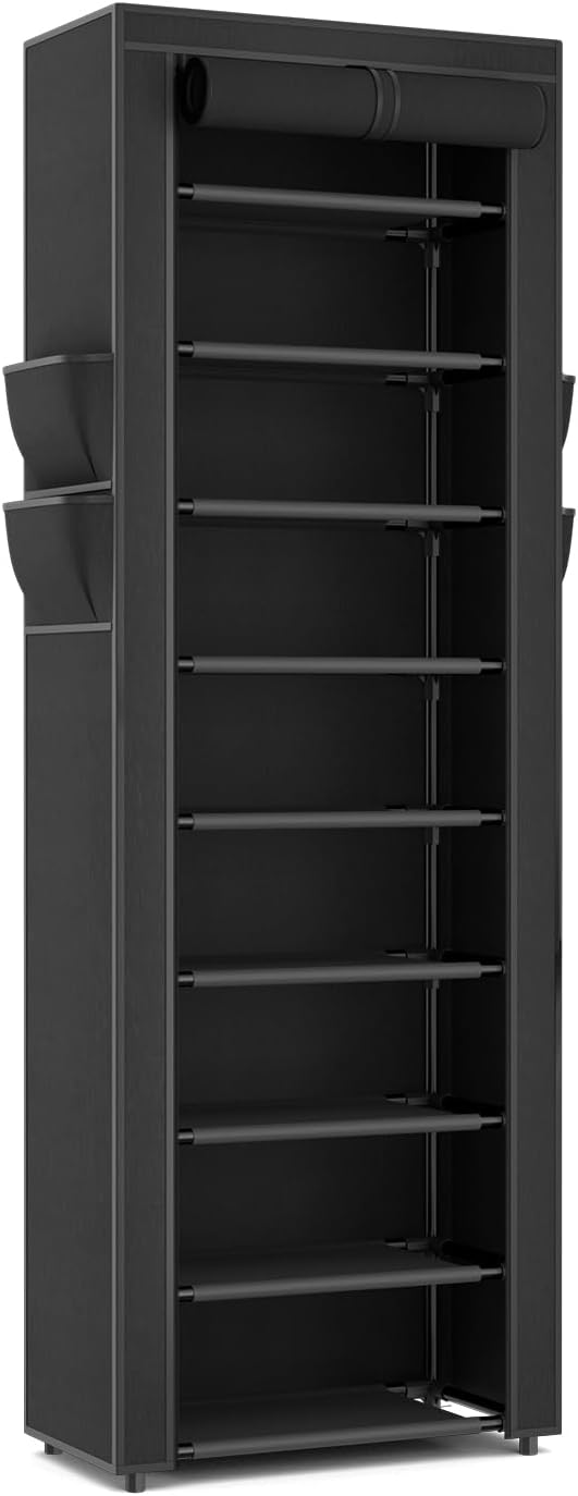 LANTEFUL Narrow Shoe Rack with Cover 10 Tier Tall Shoe Rack Organizer Large - Image 9