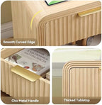 Decofy Fluted 1-Drawer Nightstand with Charging Station, Oak - Image 5