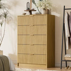 Furniway Mid Century Modern Dresser for Bedroom, 5 Drawer Tall Wood Dresser with Fluted Front, Chest of Drawers for Closet, Living Room, Hallway, Natural Oak - Image 6