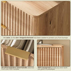 43" Hight Fluted 5 Drawers Dresser for Bedroom,Curved Edge,Oak - Image 7