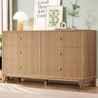INNOD Fluted 6 Drawers Dresser, 54" Wide Modern Chest of Drawers with Round Corners, Wooden Dresser TV Stand, Wood Drawer Organizer for Bedroom, Living Room, Hallway by INNODToddlerTower