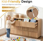 Karl home Natural Oak 6 Drawer Fluted Dresser, Modern Storage Chest - Image 6