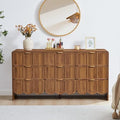 ORRD 9 Drawer Dresser for Bedroom, Modern Closet Chest of Drawers with Wave Fluted Drawer, Wood Storage Small Dresser Organizer for Nursery Bedroom Living Room Hallway Closet (Walnut) by ORRD