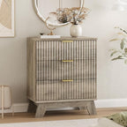 Xixini Fluted Dresser for Bedroom with 3 Drawers, 24" Wide Modern Chest of Drawers with Metal Handle, Wooden Dresser TV Stand, Wood Closet Clothes Storage Organizer for Living Room, Hallway, Grey - Image 3