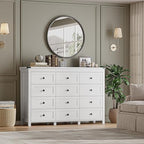 BORNOON 12-Drawer Dresser, Modern Wooden Storage Chest of Drawers, Dresser TV Stand, Wood Drawer Organizer with Metal Handles for Bedroom, Living Room, Hallway - Image 6