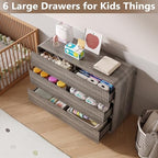 BORNOON Dresser for Bedroom with 6 Drawers, Fluted Chest of Drawers with Round Curved Corner, Hidden Handles, Modern Wood Storage Organizer for Bedroom, Nursery, Living Room - Image 3