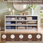 63” Wide Large Dresser with 9 Drawers, White Dresser for Bedroom, Mid Century Modern Dresser & Chest of Drawers, Rounded Corner, Wood Dresser for Living Room, Hallway Storage Organizer - Image 5