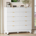 BORNOON 46" Tall Dresser for Bedroom, 10-Drawer Fluted Chest of Drawers, Modern Wood Highboy with Metal Slides and Handles, Anti-Tip Kit, Vertical Clothes Storage Organizer for Apartment, Closet by BORNOON