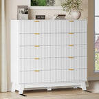 BORNOON 46" Tall Dresser for Bedroom, 10-Drawer Fluted Chest of Drawers, Modern Wood Highboy with Metal Slides and Handles, Anti-Tip Kit, Vertical Clothes Storage Organizer for Apartment, Closet by BORNOON