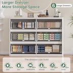 Standifurno White Fluted Dresser for Bedroom with 6 Drawers, 48" Wide Modern Curved Chest of Drawers, Wooden Dresser TV Stand, Wood Closet Clothes Storage Organizer for Living Room - Image 3