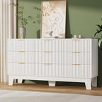 GarveeHome 59" Wide Fluted 9 Drawers Dresser, White - Image 3