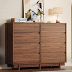 HOUROM Walnut Dresser for Bedroom, 53in Modern 8 Drawer Chest of Drawers by HOUROMDresserforBedroom