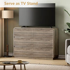 Wodeer Grey Dresser Fluted 6 Drawers Dresser for Bedroom, 47" Wide Wood Chest of Drawers with Hidden Handles & Rounded Corners, Modern TV Stand Storage Cabinet for Living Room, Hallway, Entryway - Image 3