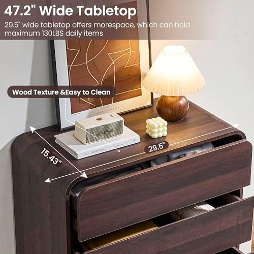 Standifurno Walnut Dresser for Bedroom, Modern 5 Drawer Closet, Freestanding Dressers with Deep Drawers, Large Storage Organizer for Living Room, 29.5’’ W - Image 5