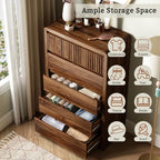 LYNSOM Walnut Fluted 5 Drawer Dresser for Bedroom, Curved Edge, 48" Tall - Image 4