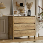 Furniway 31.5" Wide 3 Drawer Wood Dresser for Bedroom, Natural Oak - Image 6