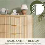 Decofy 55" W Fluted 7-Drawer Dresser for Bedroom, Natural Oak - Image 3