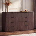 54" W Fluted 8 Drawer Bedroom Dresser, with Faux Marble Top,Dark Oak by DelArk