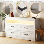 Wodeer White Dresser for Bedroom, Wood 4 Drawer Dresser with LED Light, Dressers & Chests of Drawers with Metal Handles, Storage and Organization for Bedroom, Hallway, Entryway - Image 6