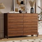 Furniway 55" Mid-Century Modern Dresser for Bedroom, 8 Drawer Wide Chest of Drawers with Wood Legs, Large Storage Bedroom Dresser, Walnut - Image 6