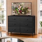 WLIVE Black Fabric Dresser for Bedroom, 6 Drawer Dressers, Chest of Drawers - Image 2