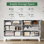 Xixini Fluted Dresser with 6 Drawers, 54" Wide Modern Chest of Drawers with Metal Handle, Wooden Dresser TV Stand, Wood Closet Clothes Storage Organizer for Bedroom, Living Room, Hallway, Solid White - Image 4