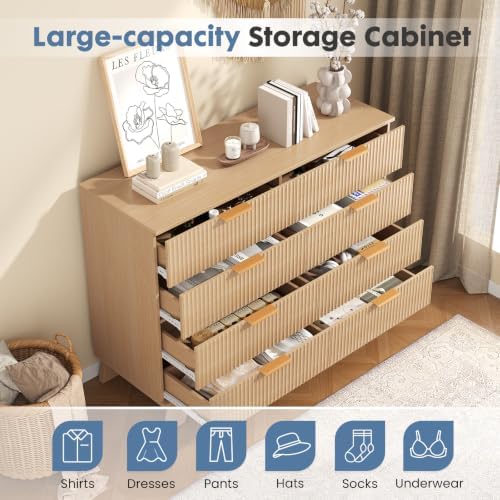 DUMOS Fluted Dresser for Bedroom, Wide Modern Storage Organizer, 8 Drawers - Image 4